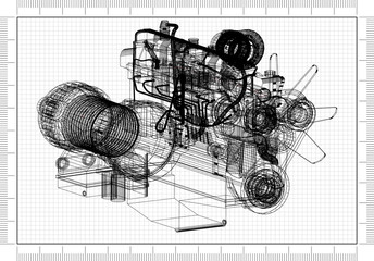 Car Engine blueprint 