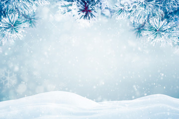 winter background with snowflakes, Christmas background with heavy snowfall, snowflakes in the sky