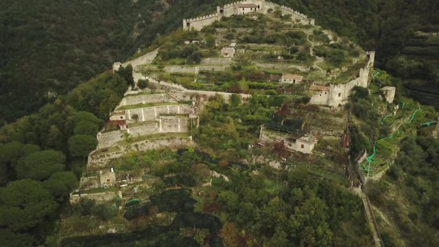 Castello di San Nicola Thoro-Plano on rolling hills, aerial