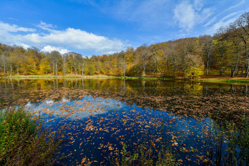 Fototapeta na wymiar Colorful autumn landscape with lake. Armenia