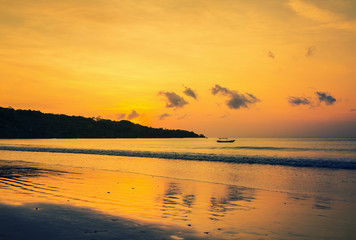 Sunset on the Jimbaran beach, Bali, Indonesia 