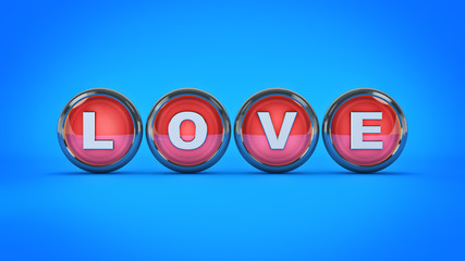 Love, glossy icon. 3d rendering