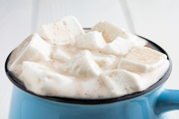 hot cocoa with marshmallow closeup