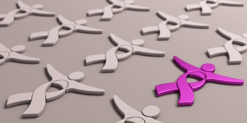 Person Pink People Ribbon Group . 3D Render illustration