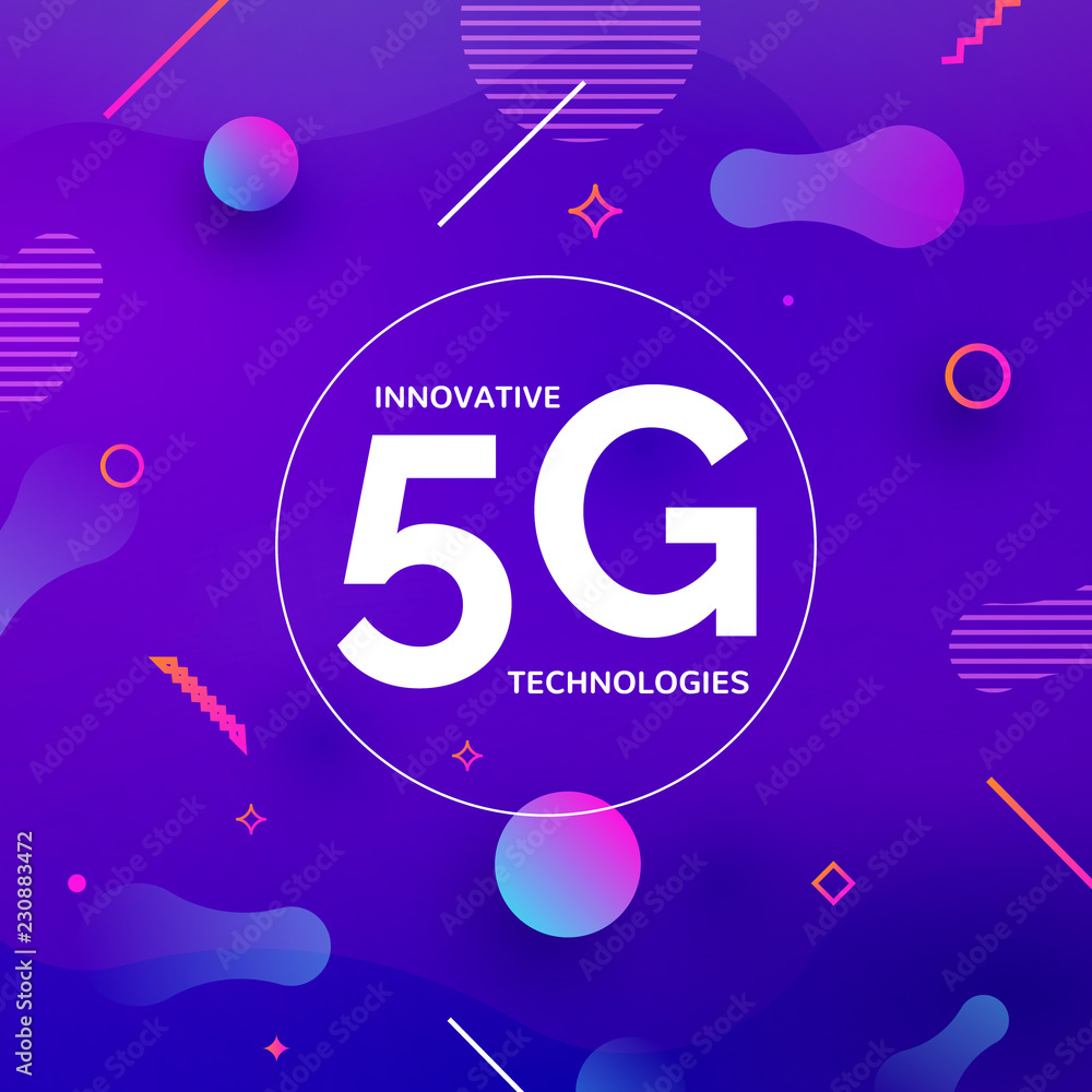 Poster 5g wireless internet connection network background. high speed 5g data communication mobile phone co