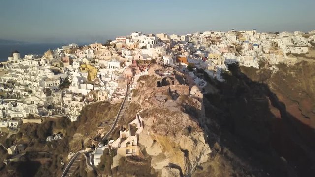 Scenic Greek town on island, aerial