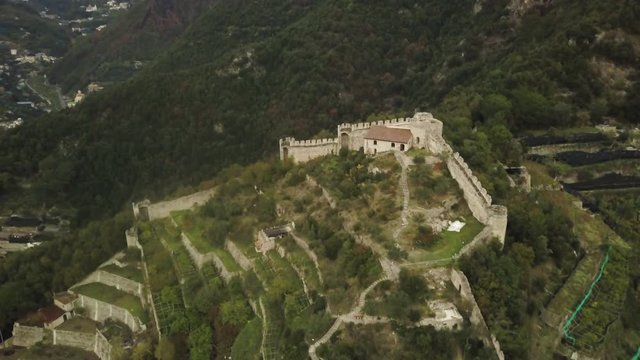 Castello di San Nicola Thoro-Plano in vast Italian landscape, aerial