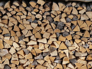 Stapel aus frischen Brennholz