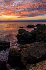 Seascape in Odesa during the sunrise in the autumn season