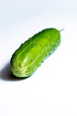 ripe cucumber on white background