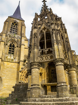 The Basilica of Our Lady, Basilique Notre-Dame in Avioth, France with the Recevresse