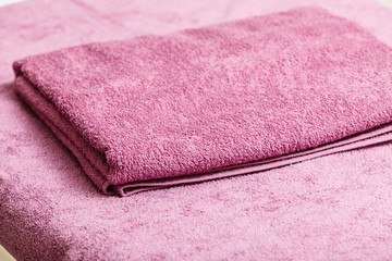 Detailed closeup of pink microfiber towel