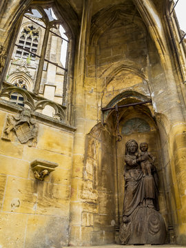 The Recevresse in front of the Basilica of Our Lady, Basilique Notre-Dame in Avioth, France
