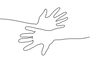 Kontinuierliche einzeilige Zeichnung. Abstrakte Hände zusammen. Vektor-Illustration © Valenty