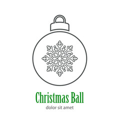 Logotipo Christmas Ball lineal con copo de nieve centrado en color gris
