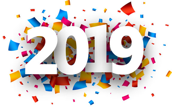 2019 new year festive background with confetti.