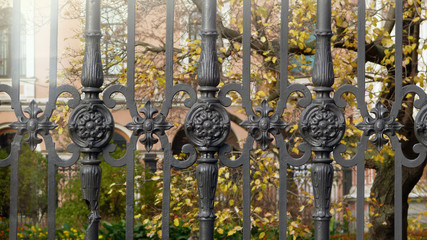 Old metal (cast-iron) fence with floral decor