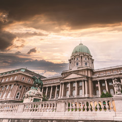 Fototapeta na wymiar Budapest Royal Castle. View of the palace closeup. Hungary