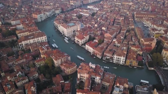 Scenic river flows through Venice, aerial