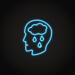 Depression concept neon icon in line style