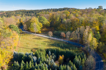 aerial view of an autumn landscape
