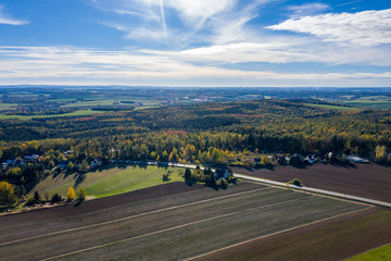 aerial view of a country side landscape