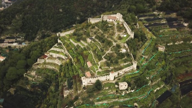 Castello di San Nicola Thoro-Plano in lush landscape, aerial