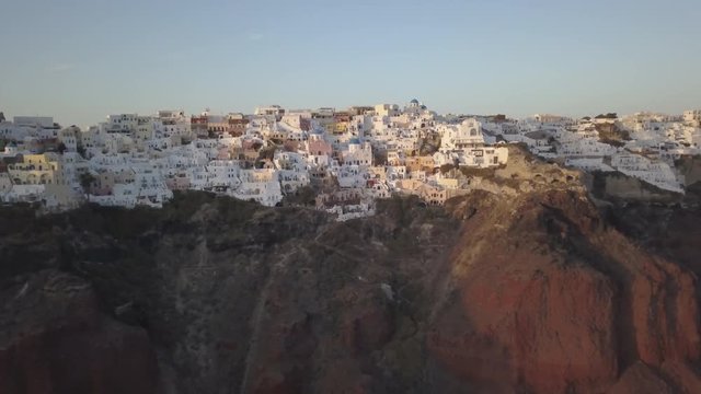 Scenic architecture at sunset, Oia aerial