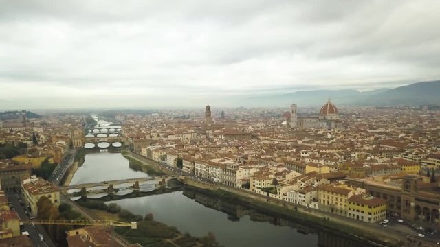 Aerial, vast Florence cityscape