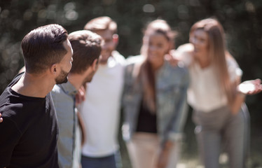 modern man on the background of his associates.