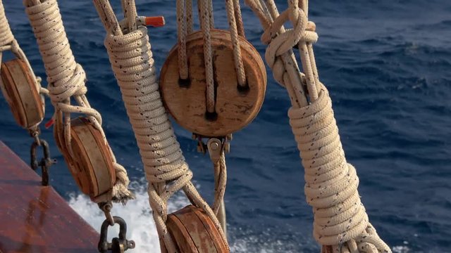 Old sailing ship vessel in the Cyclades