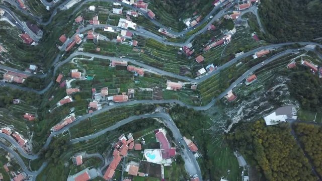 Scenic streets in Italy town, overhead aerial