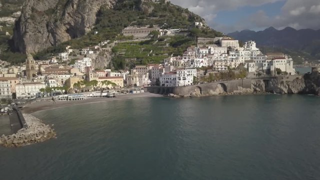 Scenic Amalfi coastline, aerial