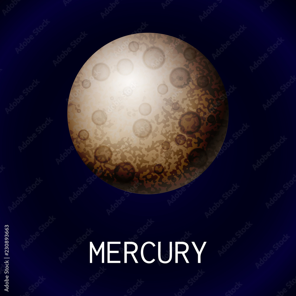 Poster mercury planet icon. cartoon of mercury planet vector icon for web design