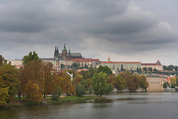 Fototapeta na wymiar Panorama of old town of Prague with the famous Prague's castle, Czech Republic