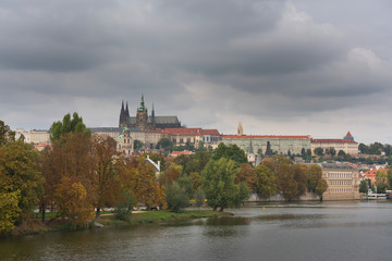 Panorama of old town of Prague with the famous Prague's castle, Czech Republic