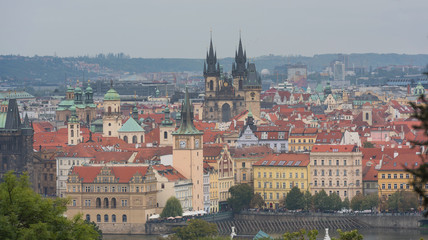 Obraz premium Prague Old Town and Church of Mother of God before Tyn in Prague, Czech Republic. Architecture and landmark of Prague, postcard of Prague