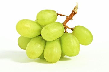 bunch of green grapes isolated on white