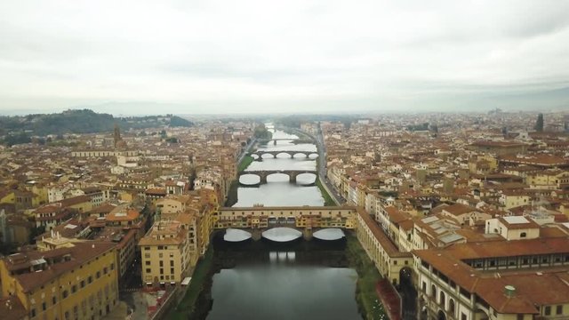 Aerial, Arno River in Florence