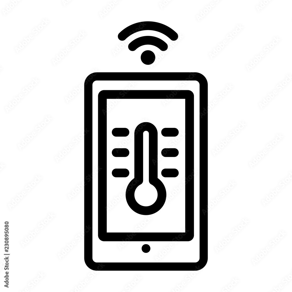 Poster house temperature smart control icon. outline house temperature smart control vector icon for web de