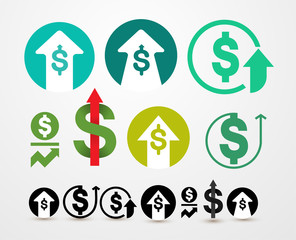 Set of Profits icon. Profits transparency logo color concept. Vector illustration. Isolated on white background.