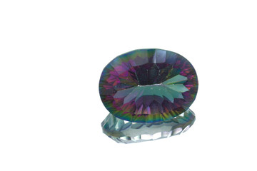 Macro image of a polished gem of mystic quartz