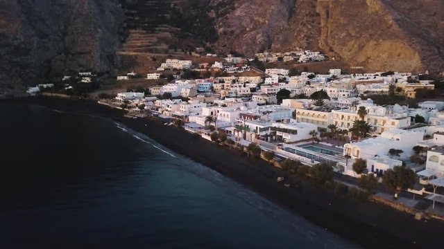 Town of Kamari along coast, aerial