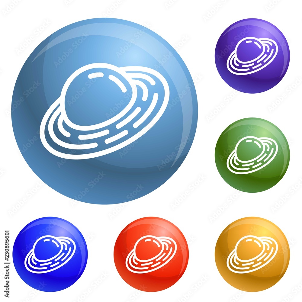 Aufkleber saturn planet icons set vector 6 color isolated on white background