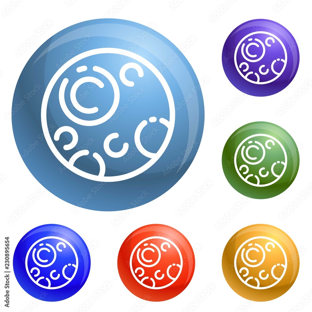 Aufkleber pluton planet icons set vector 6 color isolated on white background