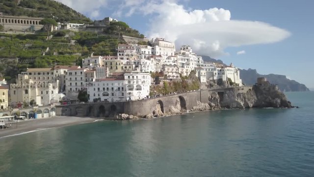 Aerial, scenic architecture in Amalfi