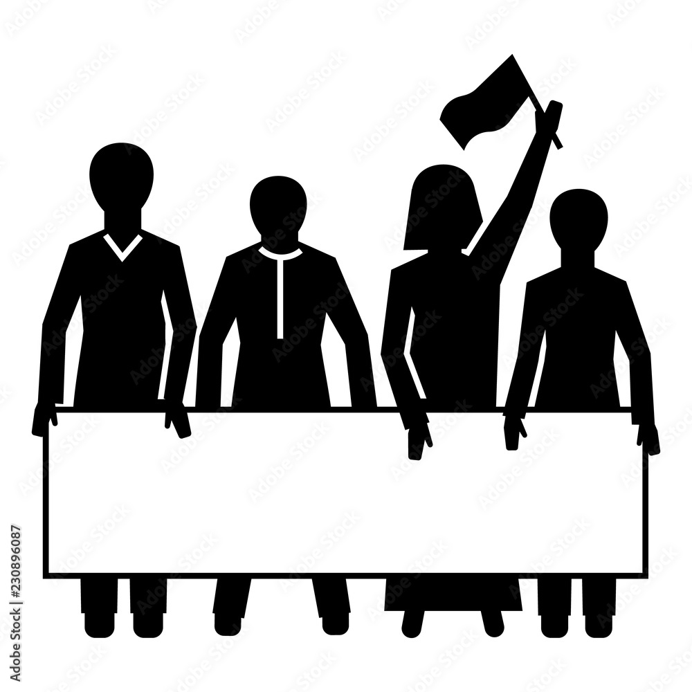 Poster demonstration crowd icon. simple illustration of demonstration crowd vector icon for web design isol