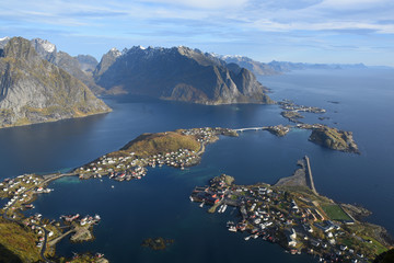 View of Reine and Hamnoy from Reinebringen, Lofoten, Norway