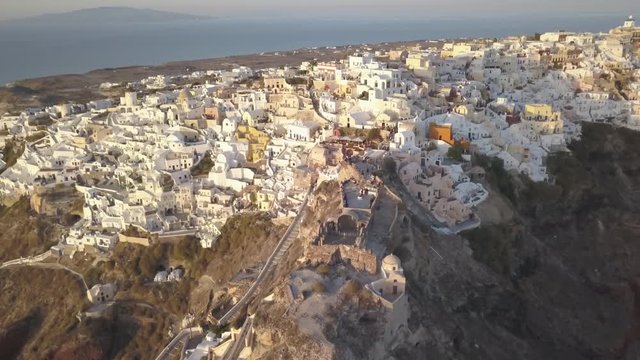Aerial, Byzantine Castle Ruins in scenic island town