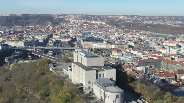 Drone aerial Prague National Monument on the Veitsberg